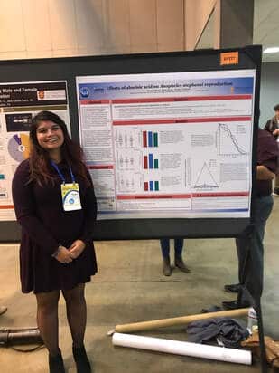 Reagan Haney presented a poster titled "Effects of abscisic acid on Anopheles stephensi reproduction"